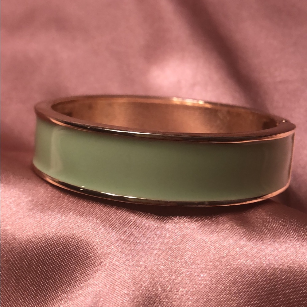Vintage Mint Green and Gold Tone Cuff Bracelet